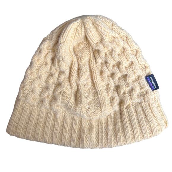 Patagonia One Size Recycled Wool Cream Coastal Cable Beanie - Picture 1 of 4